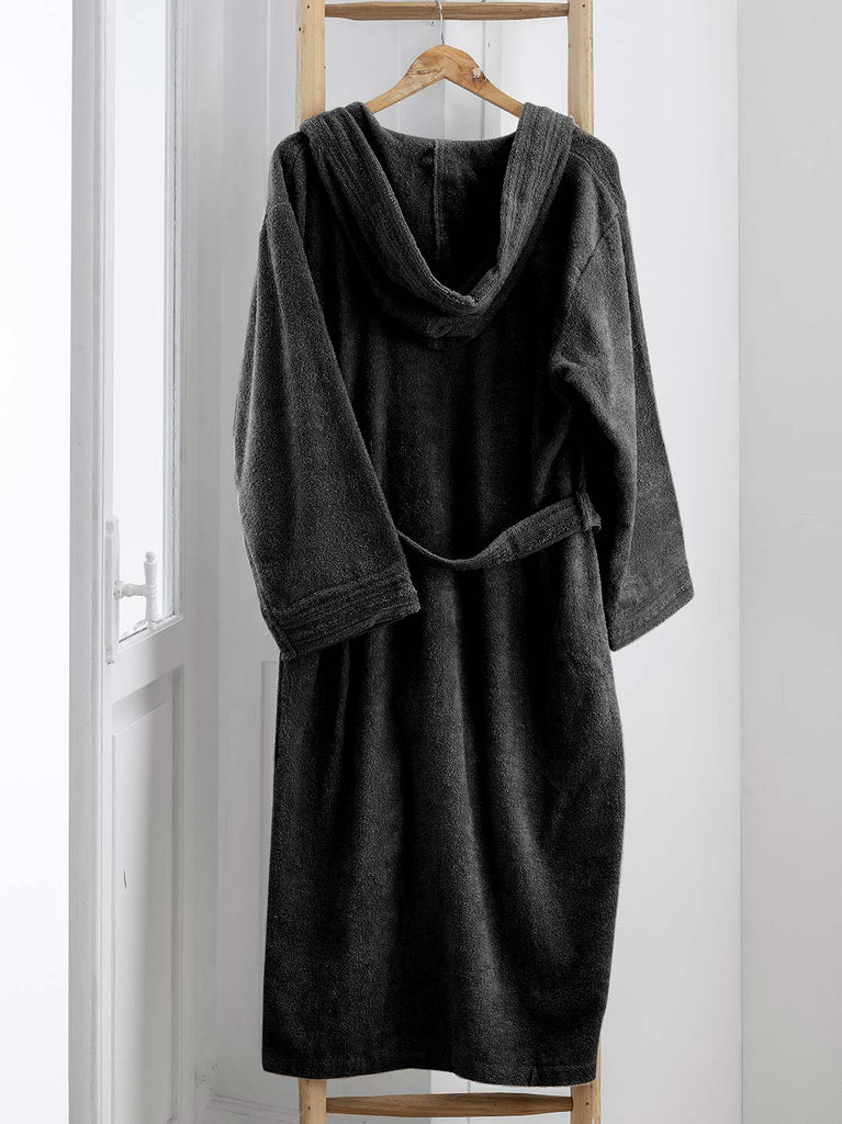 Accappatoio Unisex con Cappuccio Tinta Unita Antracite - DiMaestro