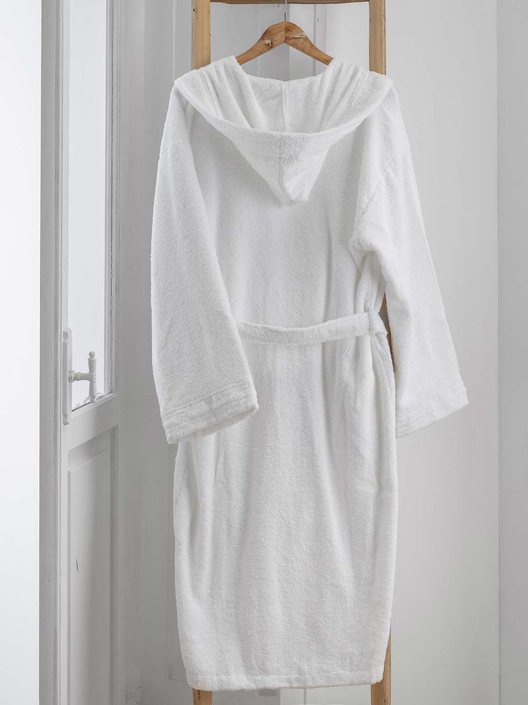 Accappatoio Unisex con Cappuccio Tinta Unita Bianco - DiMaestro