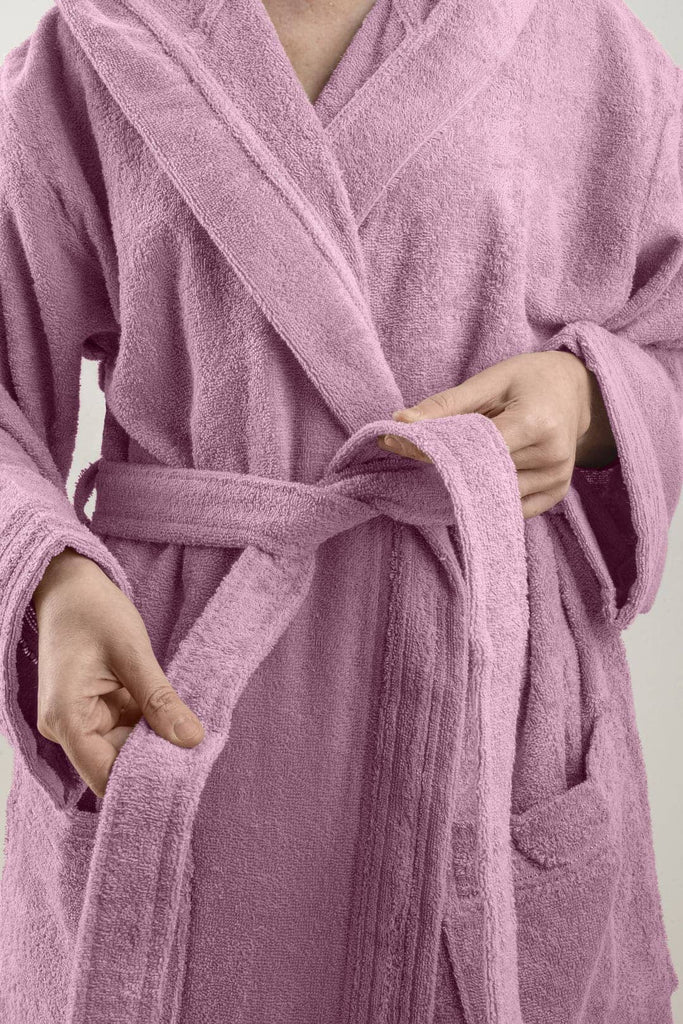 Accappatoio Unisex con Cappuccio Tinta Unita Fucsia - DiMaestro