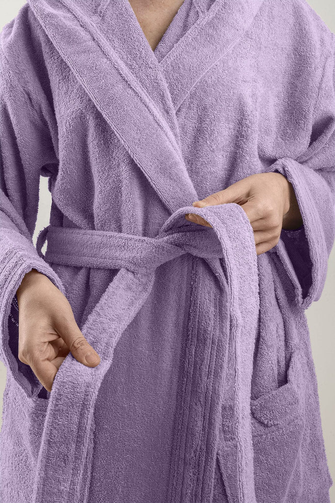 Accappatoio Unisex con Cappuccio Tinta Unita Lilla - DiMaestro