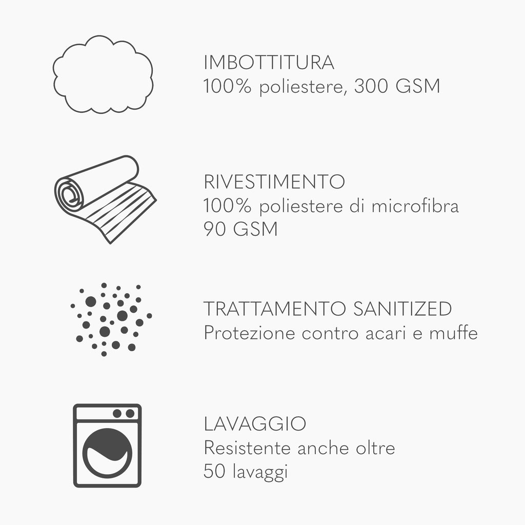 Piumino Sanitizzato Piazza e Mezza 200x220 Bianco - DiMaestro